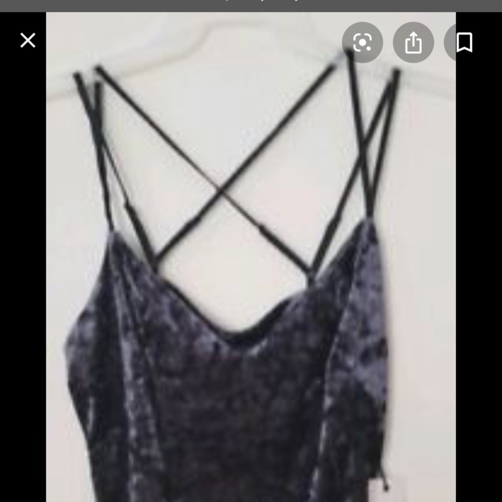 Crushed blue velvet Cami with criss cross straps